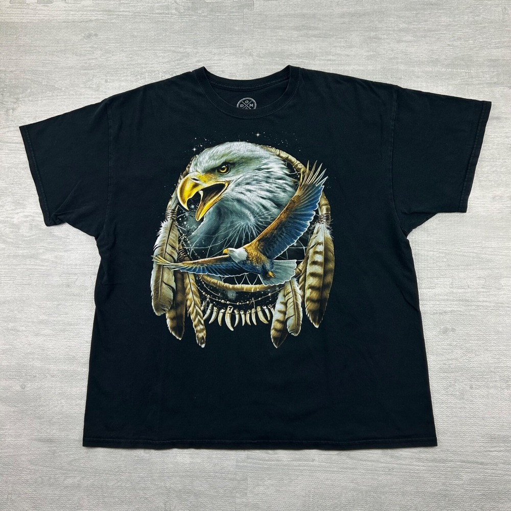 Vintage Y2K ODM Eagle Shirt Size XXL Black Dream Catcher Nature Graphic